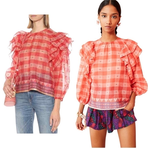 Ulla JohnsonNWT Cassi Blouse in Hibiscus - Size US 8